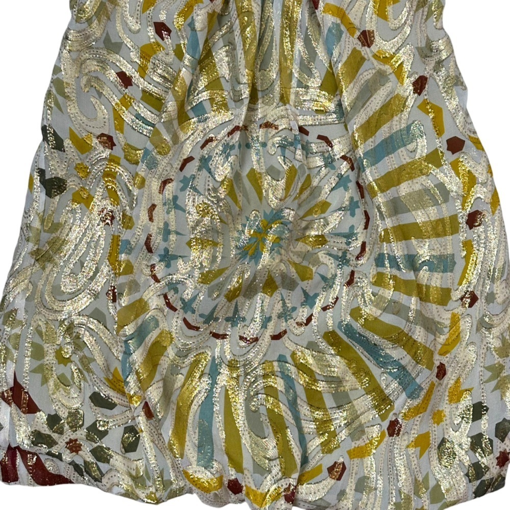 Nicole Miller Collection Size 4 Strapless Silk Bohemain Top Lurex Gold Metallic - Picture 10 of 13